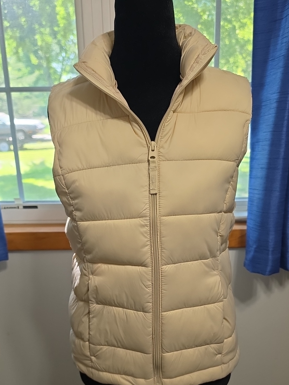Love Tree Cream Quilted Puffer Vest - Sleeveless Zip Front